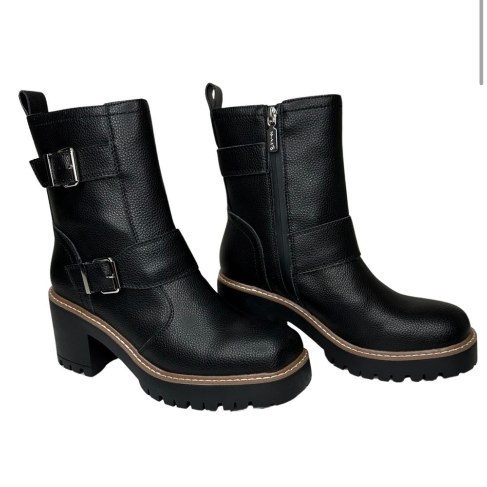 NWT Blondo waterproof Reno Black Leather Combat Boots Size 9.5 - Picture 2 of 10